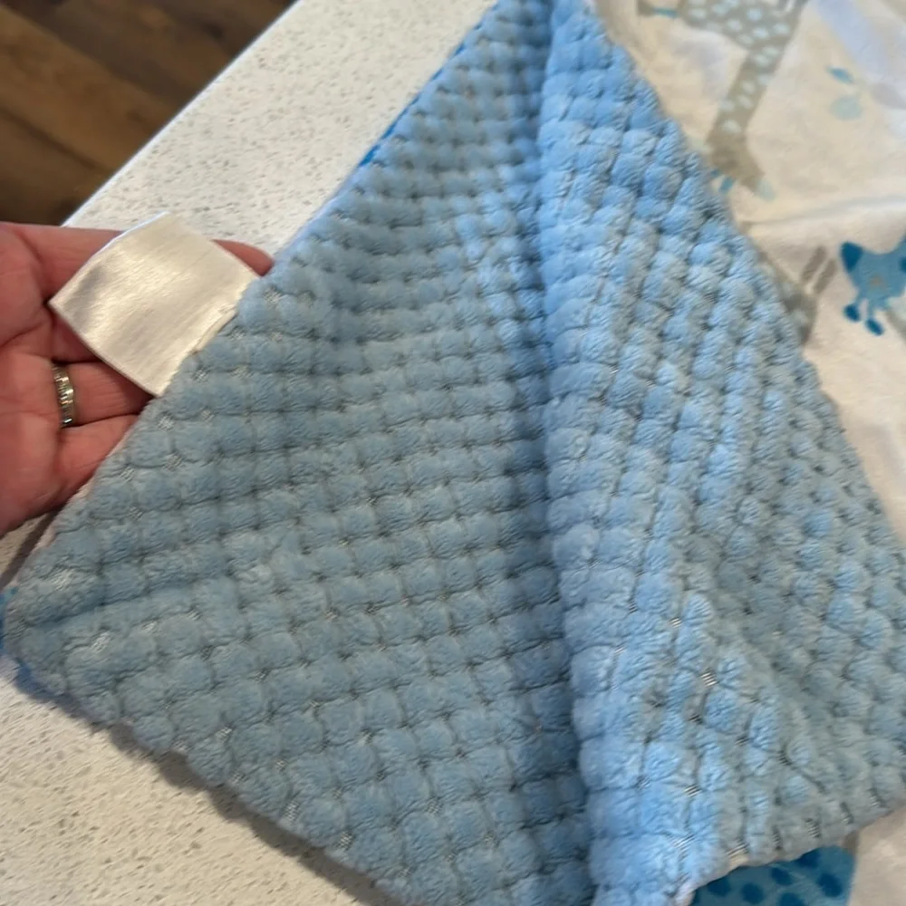 S.L. Home Fashions Giraffe Baby Blanket Blue Gray Chevron Dot